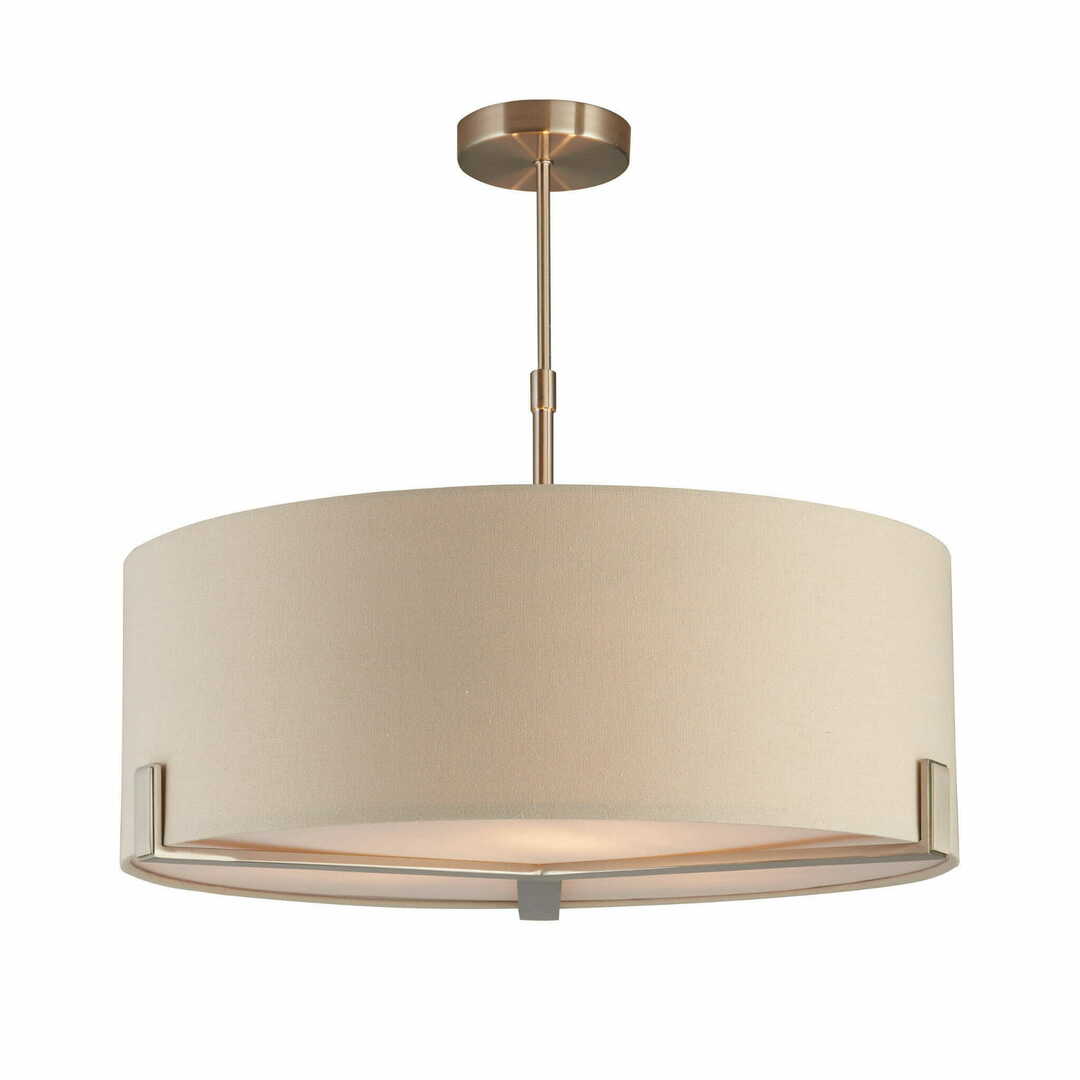 Pendelleuchte Endon Hayfield 3-flammig Stoff Grau/Nickel 56,6 cm 95834
