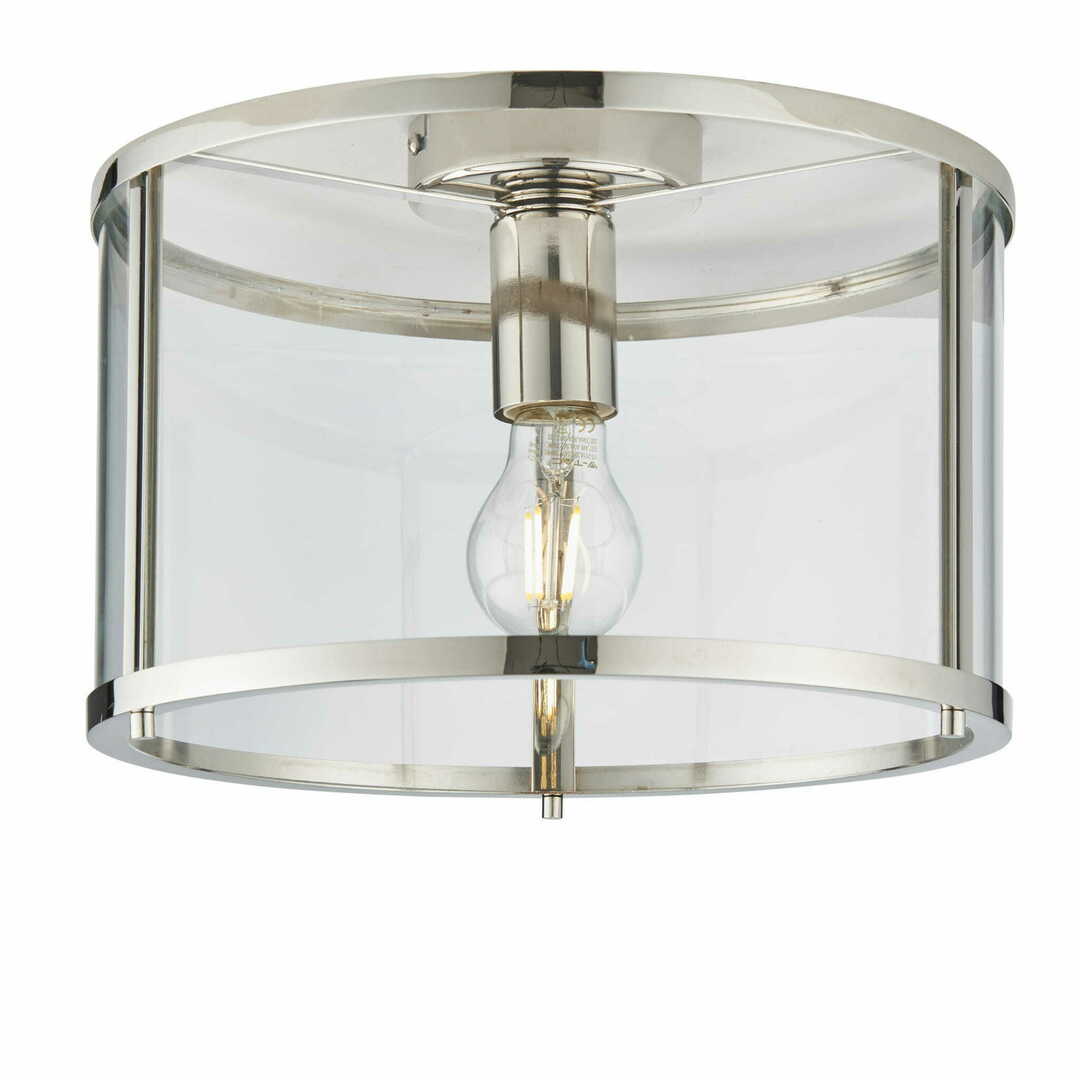 Taklampa Endon Hopton Nickel Glas 31 cm 96150