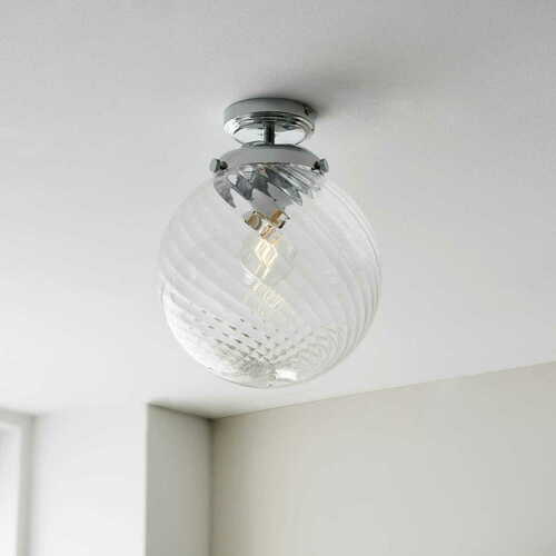 Prüfen Deckenleuchte Endon Milston 96488 Chrom Transparent E27 LED dimmbar IP44 24 cm