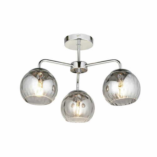 Prüfen Deckenleuchte Endon Dimple 3-flammig Chrom Rauchglas E14 Dimmbar 97971
