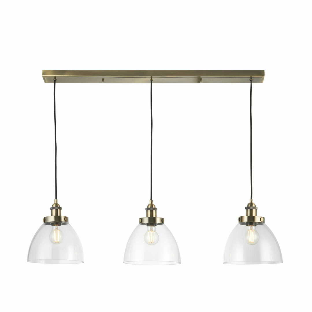 Pendelleuchte Endon Hansen 3-flammig Messing Stahl Glas E27 dimmbar 98114