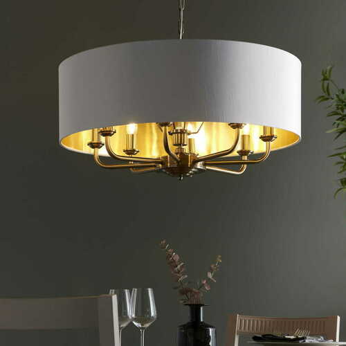 Prüfen Pendelleuchte Endon Highclere 98938 Messing/Altweiß 8xE14 70 cm