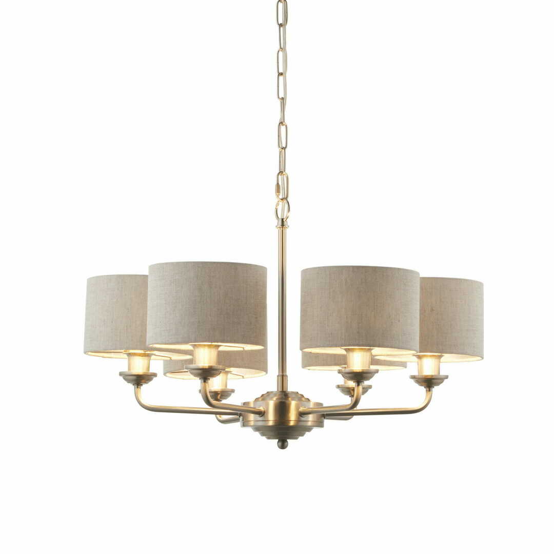 Pendelleuchte Endon Highclere 6-flammig Beige Stoff E14 99151