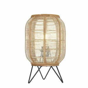 Tischleuchte Endon Zaire schwarz beige Holz Stoff E27 101686 small 0