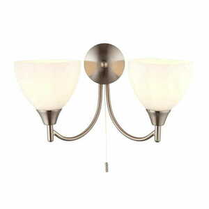 Wandleuchte Endon Alton 2-flammig Silber/Ecru Stahl Glas klassisch small 0