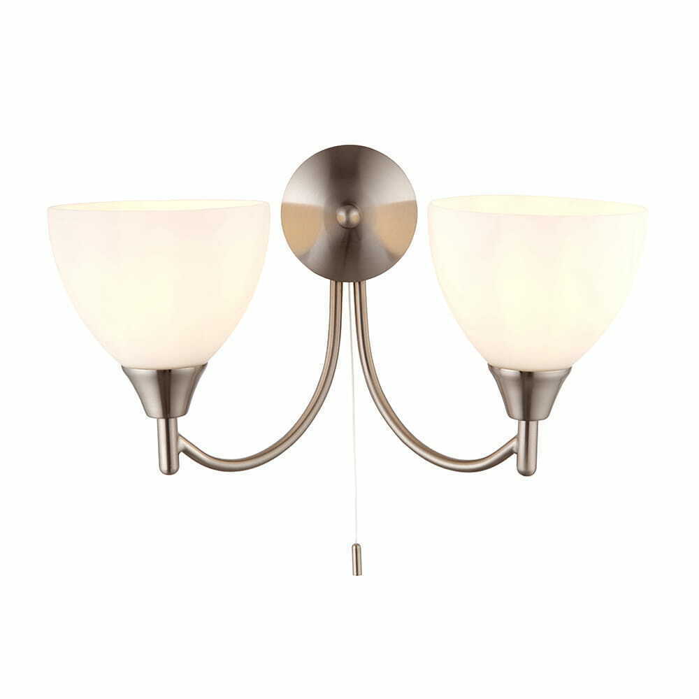 Wall Light Endon Alton 1805-2SC Silver Ecru Steel Glass 2-Light Classic