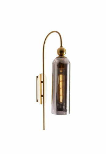 Prüfen Wandleuchte Max Light Campanila W0333 Messing Rauchglas E27 56 cm