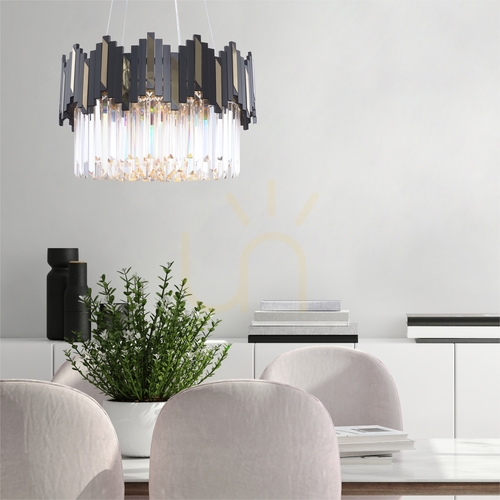 Prüfen Kronleuchter Zuma Line ROTTA 2200018M schwarz-gold, 6×E14, Ø50 cm