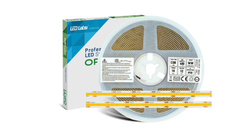 Prüfen LED-Streifen OPTI 12V 2400 LED COB 10W/m 3000K CRI90 IP20 warmweiß, Rolle 5 m