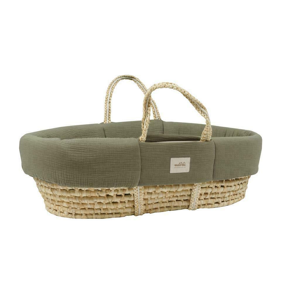 Muslin Padded Moses Cover Forest Green