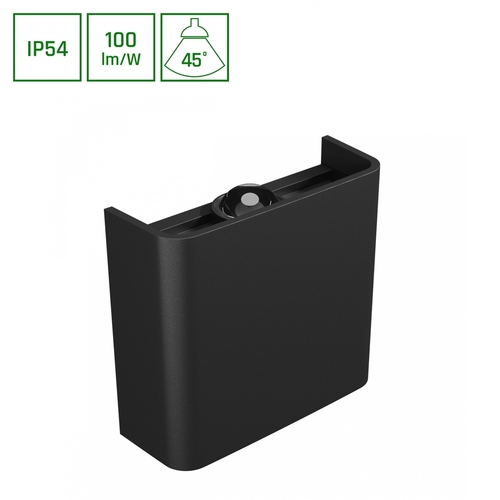 Prüfen Lunarix 1 Wandleuchte 2 W Cct 230 V Ip54 Ra90 110x100x40 Mm Schwarz, leuchtet auf/ab