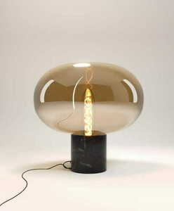 Tischlampe Max Light Moonstone T0058 Bernsteinglas schwarzer Marmor 45 cm small 0