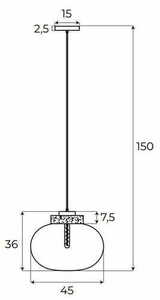 Pendelleuchte Max Light Moonstone P0517 aus Rauchglas und weißem Marmor, 45 cm small 1