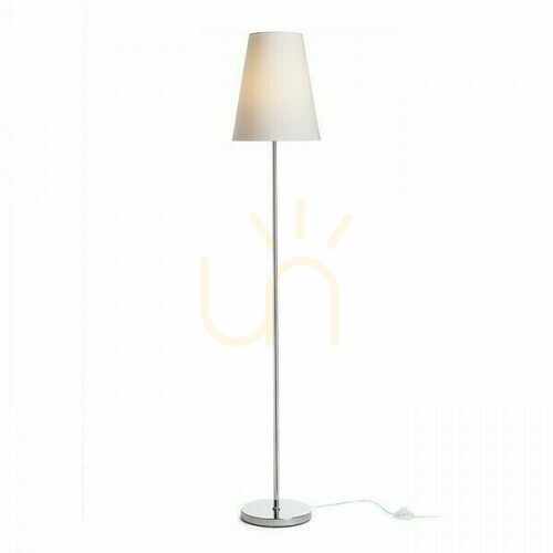 Prüfen Nyc/Conny 25 Stehleuchte Polycotton Weiß/Chrom 230 V Led E27 7 W.