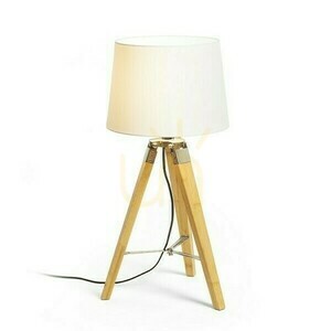 Alvis/Ambitus 30 Polycotton Weiß/Bambus Tischlampe 230 V Led E27 11 W. small 1