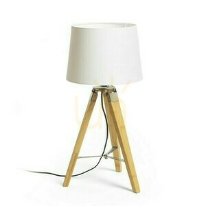 Alvis/Ambitus 30 Polycotton Weiß/Bambus Tischlampe 230 V Led E27 11 W. small 0