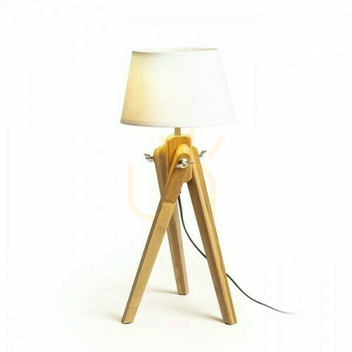 Prüfen Tischlampe Ambitus/Alvis 24 Creme Weiß Bamboo 230 V Led E27 7 W.