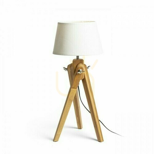 Prüfen Tischlampe Ambitus/Alvis 24 Creme Weiß Bamboo 230 V Led E27 7 W.