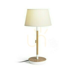 Tischlampe Keith/Alvis 24 Mit Usb Creme Weiß Buche 230 V Led E27 7 W. small 1