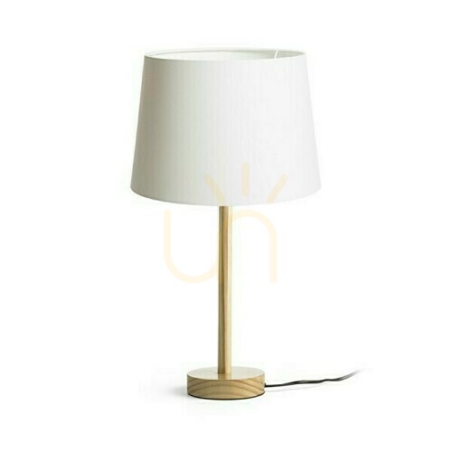 Prüfen Maui/Ambitus Tischlampe 30 Polycotton Weiß/Holz 230 V Led E27 11 W.
