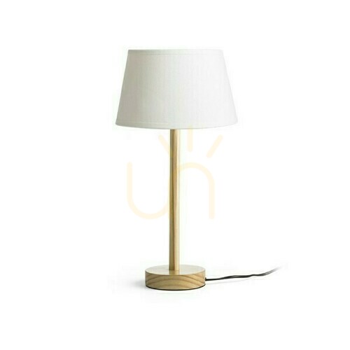 Prüfen Maui/Alvis Tischlampe 24 Creme Weiß Holz 230 V Led E27 7 W.