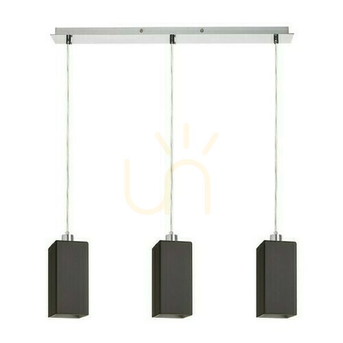 Prüfen Liz Iii 60 Schwarz Glas/Chrom Pendelleuchte 230 V Led E27 3x11 W.