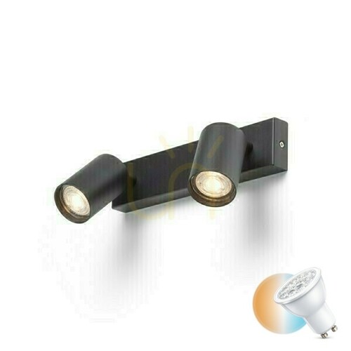Prüfen Dude Ii Schwarz 230 V Led Gu10 2x9 W Anbaulampe.