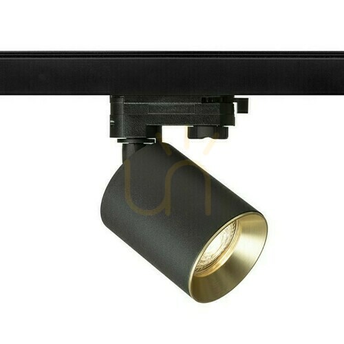 Prüfen Dario Spotlight für 3 Phasen. Schienen Schwarz Gebürstetes Messing 230 V Gu10 9 W.