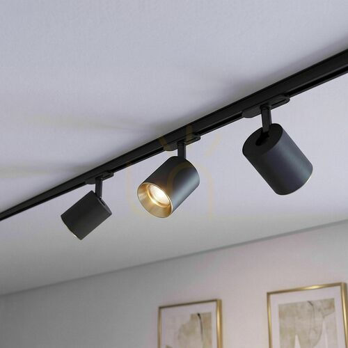 Prüfen 1-Phasen-Schienenstrahler Rendl DARIO R13871, schwarz / gebürstetes Messing, GU10