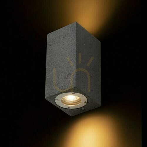 Prüfen Kane Ii Außenwandleuchte Beton/Dekor Dunkler Granit 230 V Led Gu10 2x5 W Ip65