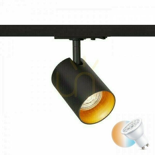 Prüfen Connor Spotlight für 1 Phase Schwarz/Gold Schiene 230 V Led Gu10 10 Watt.