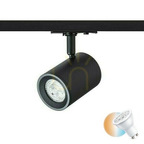 Prüfen Cadenza Strahler für 1 Phase Bus Schwarz 230 V Led Gu10 10 W.