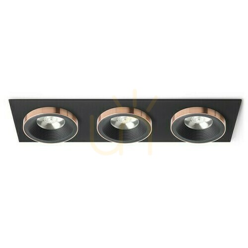 Prüfen Sharm Sq Iii Schwarz/Schwarz Kupfer Einbauleuchte 230 V Led 3x10 W 24° 3000 K
