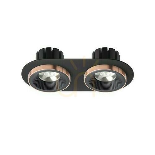 Prüfen Sharm R Ii Schwarz/Schwarz Kupfer Einbauleuchte 230 V Led 2x10 W 24° 3000 K