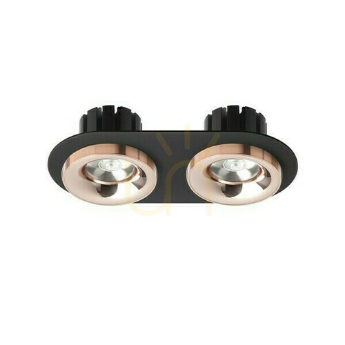 Prüfen Sharm R Ii Schwarz Kupfer/Kupfer Einbauleuchte 230 V Led 2x10 W 24° 3000 K