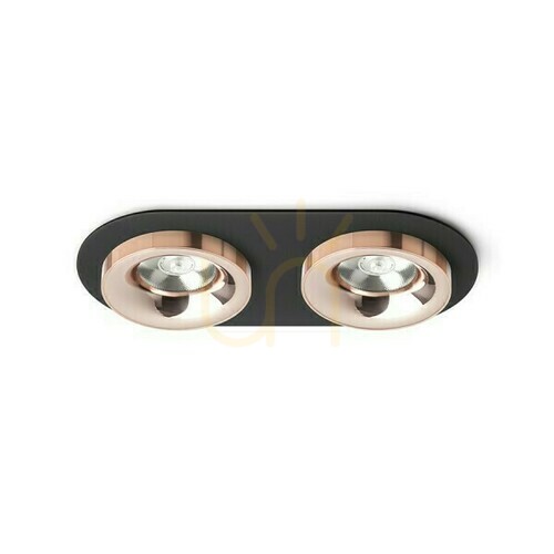 Prüfen Sharm R Ii Schwarz Kupfer/Kupfer Einbauleuchte 230 V Led 2x10 W 24° 3000 K