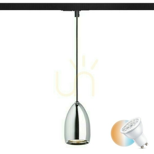 Prüfen Rendl Babades Pendelleuchte für 1-Phasen-Stromschiene, Chrom, GU10 max. 35 W, 80 cm Abhängung