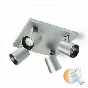 Kenny Iv Deckenanbauleuchte Gebürstetes Aluminium/Schwarz 230 V Gu10 4x35 W. small 0