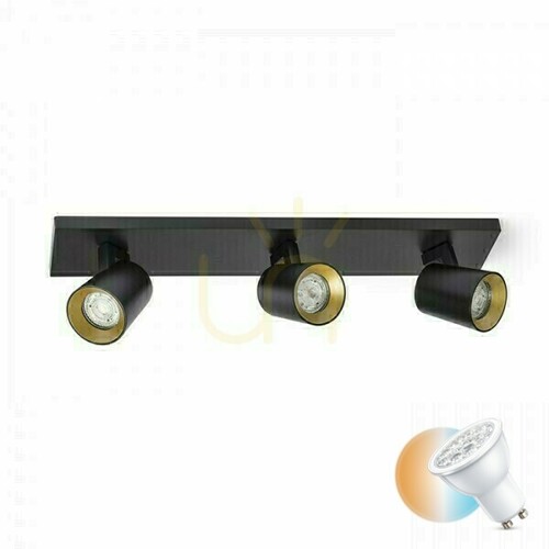 Prüfen Kenny Iii Schwarz/Gold Anbaulampe 230 V Gu10 3x35 Watt.