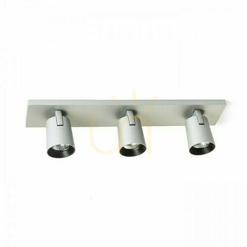 Prüfen Kenny Iii Gebürstetes Aluminium/Schwarz Anbaulampe 230 V Gu10 3x35 Watt.