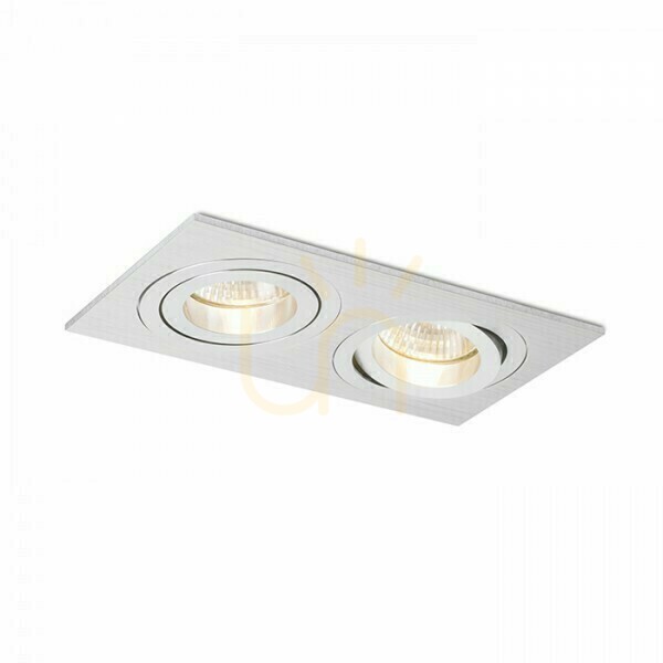 Prüfen Pasadena Gu10 Sq Ii Einbauleuchte Gebürstetes Aluminium 230 V 2x50 W. Pasadena Gu10 Sq Ii Einbauleuchte Gebürstetes Aluminium 230 V 2x50 W.