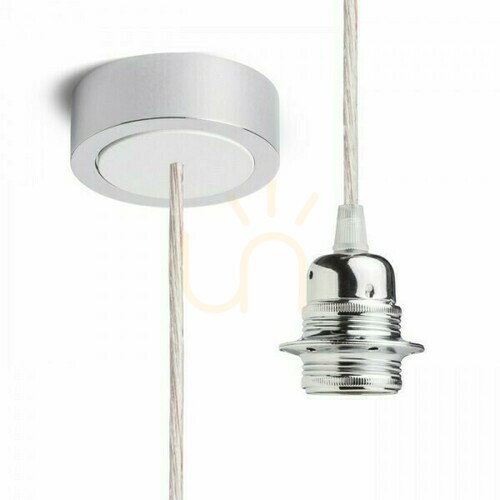 Prüfen Rendl HEX R11934 E27 Pendelaufhängung, Chrom, transparentes Kabel 150 cm