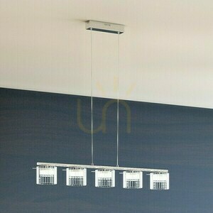 Estra V Weiß Transparentes Glas Pendelleuchte 230 Led 5x5 W 3000 K small 3