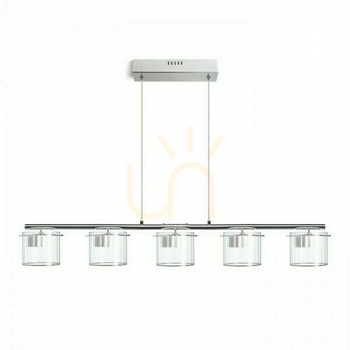 Prüfen Estra V Weiß Transparentes Glas Pendelleuchte 230 Led 5x5 W 3000 K