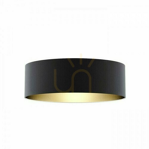 Prüfen Schirm, Lampenschirm Ron 60/19 Polycotton Schwarz/Gold Foil Max. 23 W