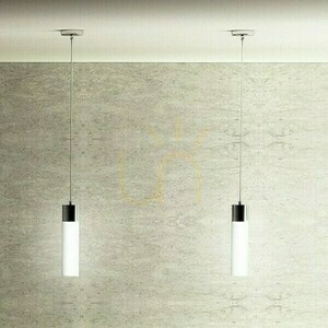 Acht Opalglas/Chrom-Pendelleuchte 230 V E27 28 W. small 2