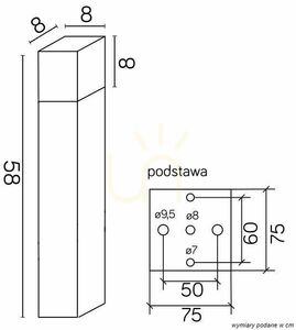 Außenstehleuchte SU-MA CUBE CB-580 AL silber 58 cm Aluminium IP44 E27 small 3