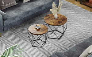 2er-Set Couchtische VASAGLE LET040B01V1 Rustikalbraun/Schwarz small 2