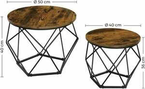 2er-Set Couchtische VASAGLE LET040B01V1 Rustikalbraun/Schwarz small 4