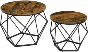 2er-Set Couchtische VASAGLE LET040B01V1 Rustikalbraun/Schwarz small 0